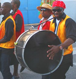 Local tuk band playing at the Holetown Festival in Barbados