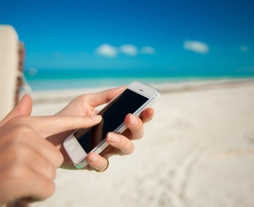 Cellphone on a Barbados beach